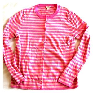 JCrew Pink stripped cardigan